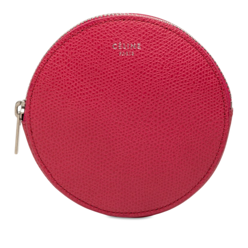 Pre-Loved Celine Grained Calfskin Round Zip Coin Pouch